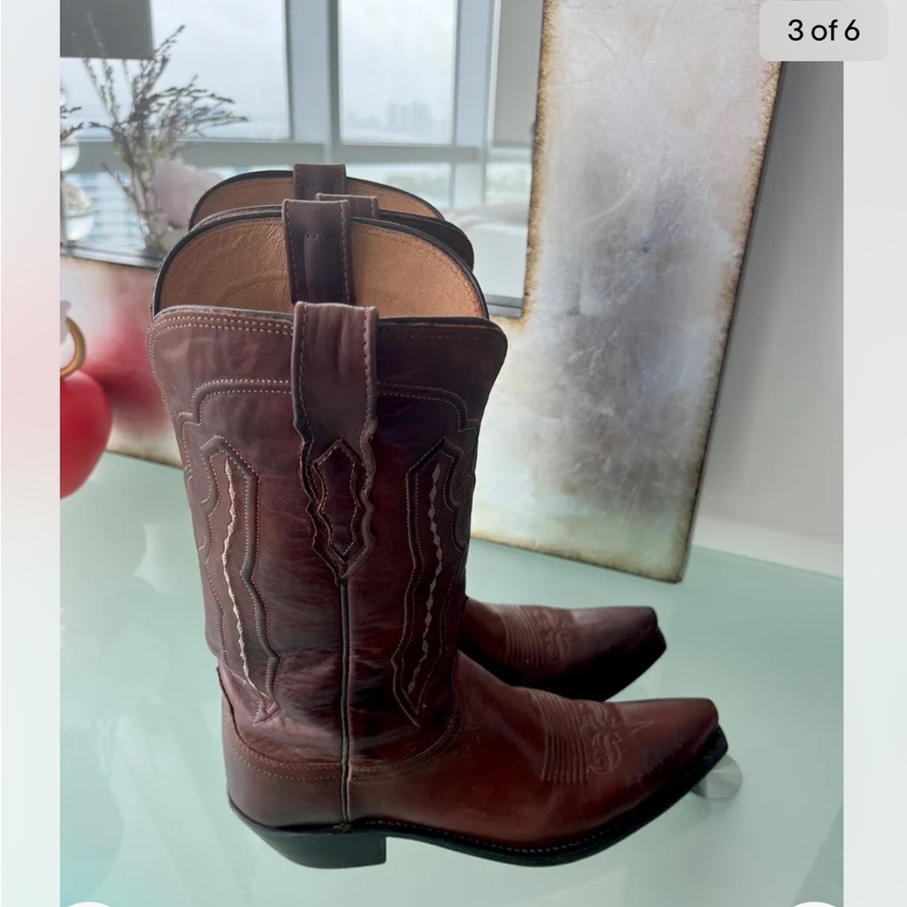 Lucchese Women Leather High Boots, Size 9.